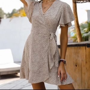BRAND NEW wrap tie side all over print dress